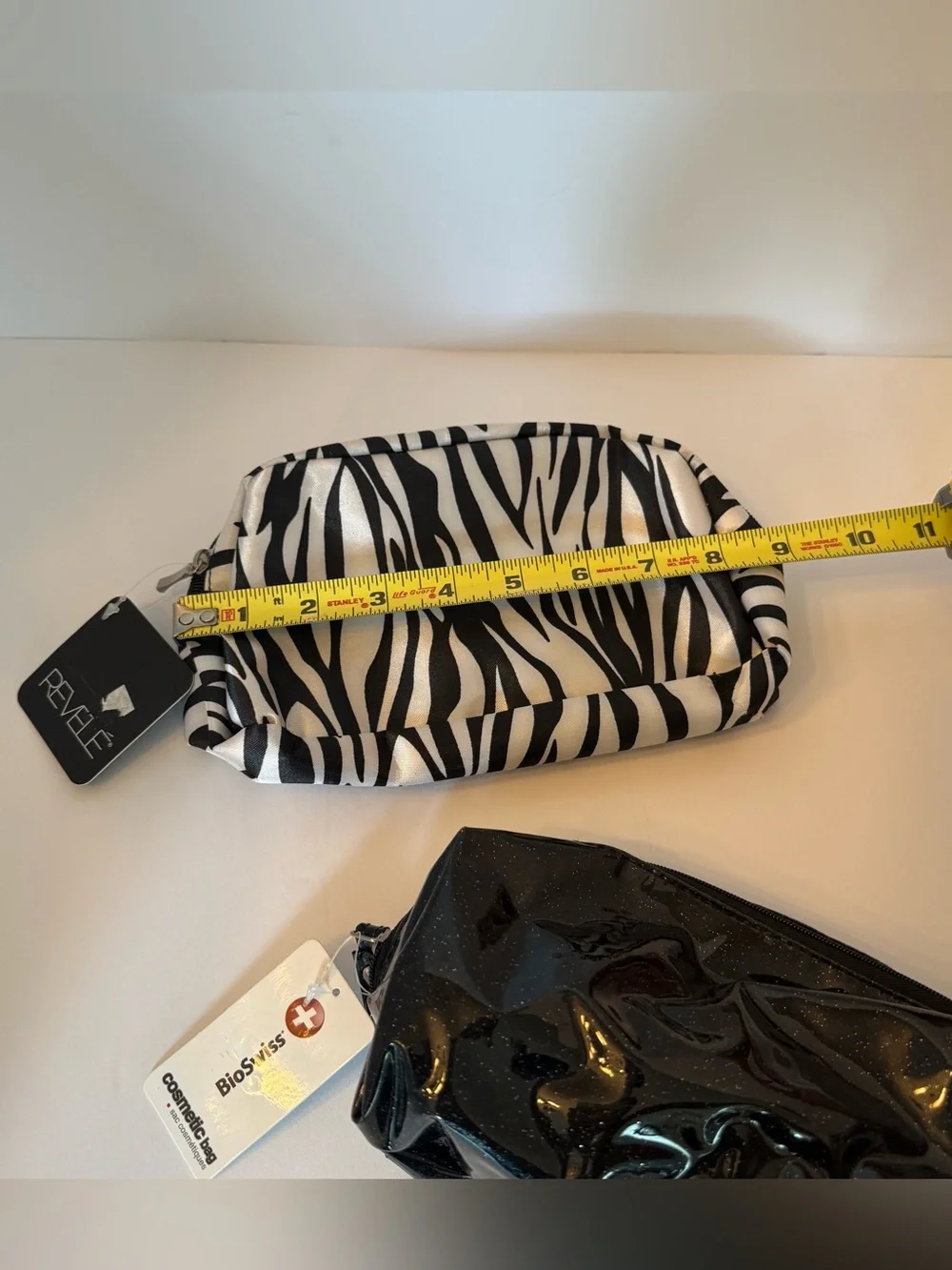 Lot of 2 - Zebra Print and Black Shimmery Cosmetic Bags NWT